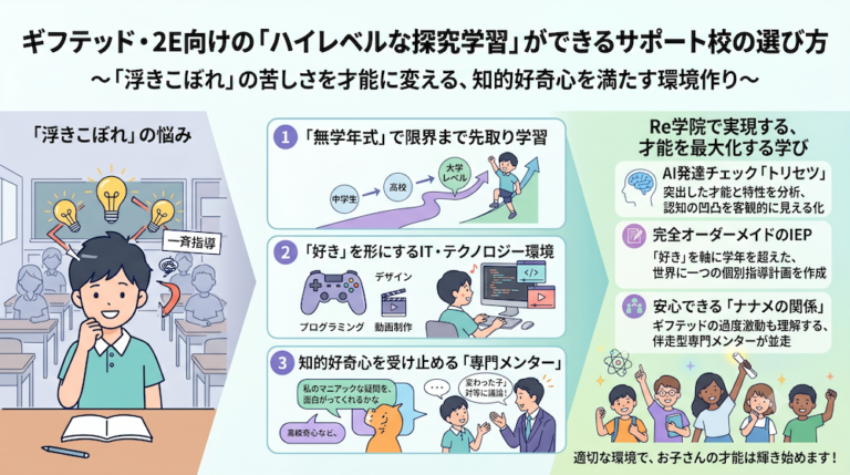 発達障害(LD/ADHD/自閉症スペクトラム)・ギフテッド(2E)の通信制オンラインスクール・フリースクールRe学院の不登校ブログ