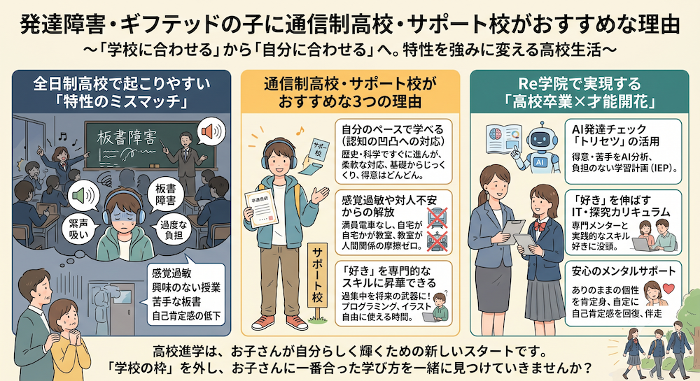 発達障害(LD/ADHD/自閉症スペクトラム)・ギフテッド(2E)の通信制オンラインスクール・フリースクールRe学院の不登校ブログ