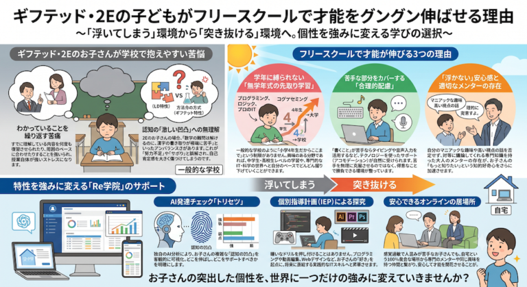 発達障害(LD/ADHD/自閉症スペクトラム)・ギフテッド(2E)の通信制オンラインスクール・フリースクールRe学院の不登校ブログ