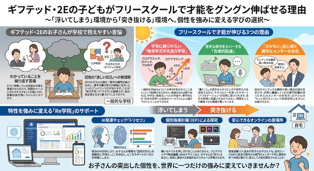 発達障害(LD/ADHD/自閉症スペクトラム)・ギフテッド(2E)の通信制オンラインスクール・フリースクールRe学院の不登校ブログ