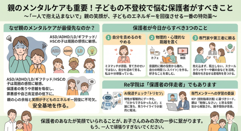発達障害(LD/ADHD/自閉症スペクトラム)・ギフテッド(2E)の通信制オンラインスクール・フリースクールRe学院の不登校ブログ